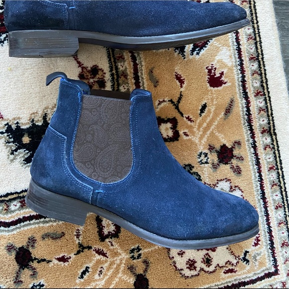 Ted Baker Blue Suede Leather Boots Size 9 - Picture 2 of 3
